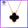 Hot Sale Four Leaf Clover Design 18K Gold Plated Choker Black Agate Necklace Jewelry