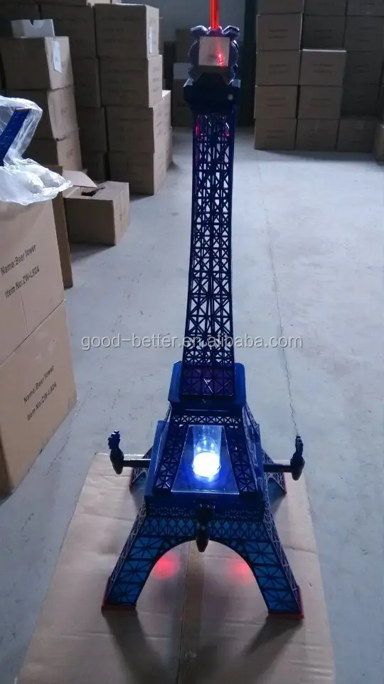 2015 Hot Selling 3l Plastic Eiffel Tower Type Beer Tower With Led Fight