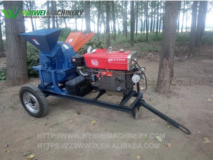 Weiwei mushroom wood grinder diesel type mini wood crusher with engine