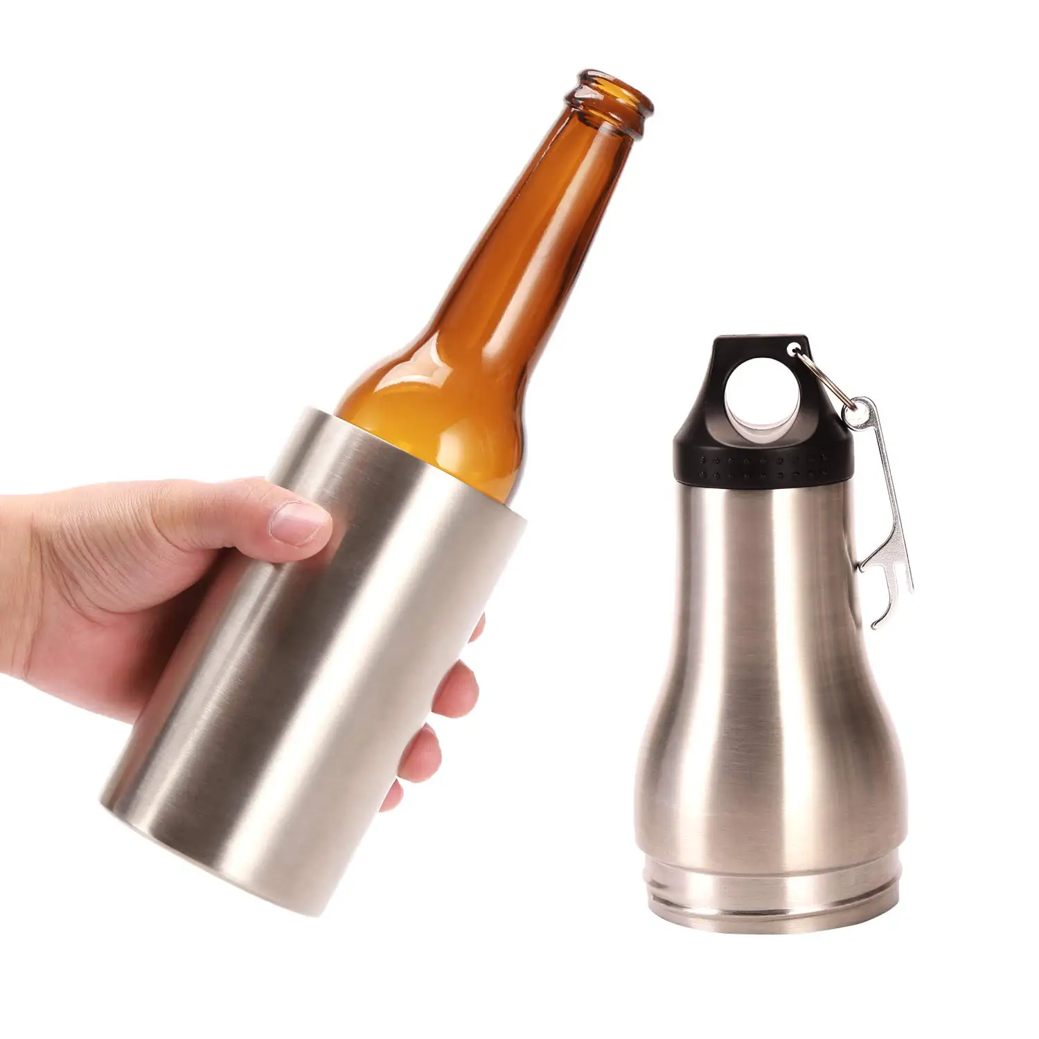 Beer Bottle Cooler Vacuum Insulated Double Walled Stainless Steel