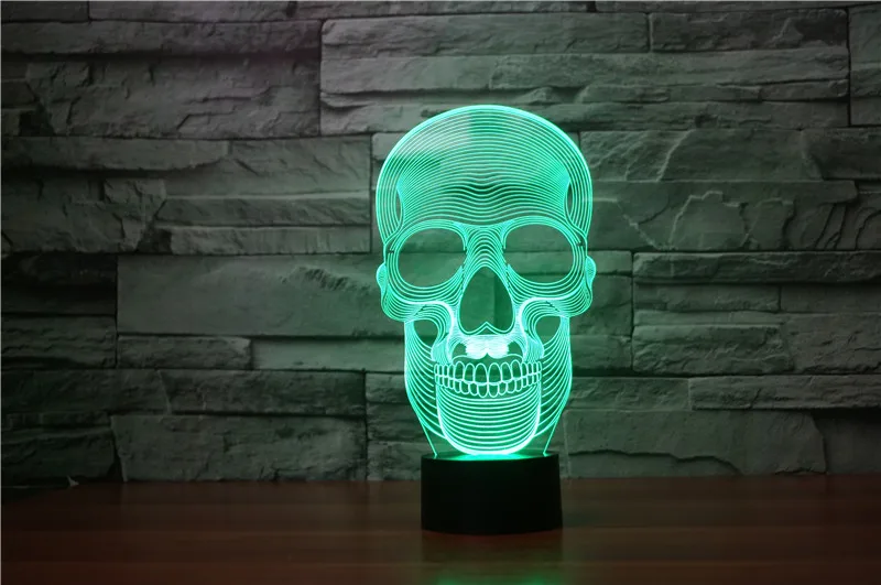 3D skull bleach man 7 colors acrylic led table night light bedroom usb lamp kids 