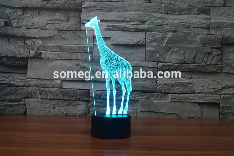 Wholesale manufacturers giraffe 2 colorful 3D lamp night light visual atmosphere