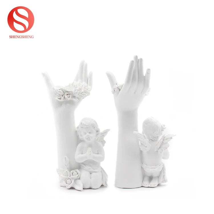 Luxury Decoration Kneeling Prayer Cross Tea Light Angel Resin Candle