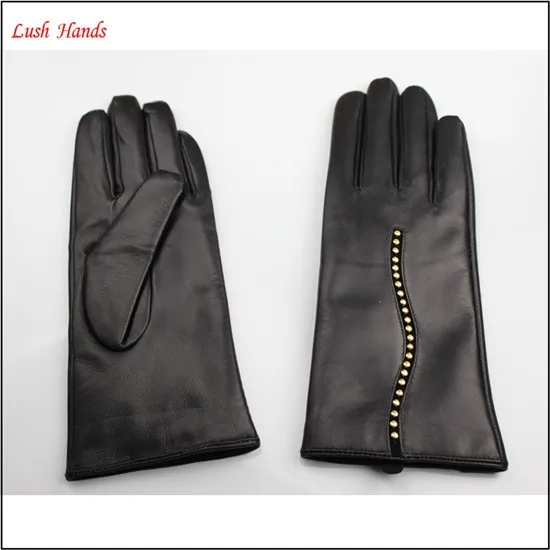 top selling men's genuine leather finger gloves with decoration