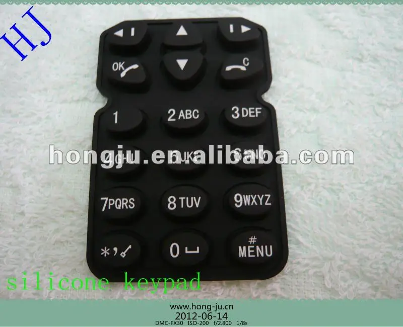 Black PU coating silicone mobile phone keypad