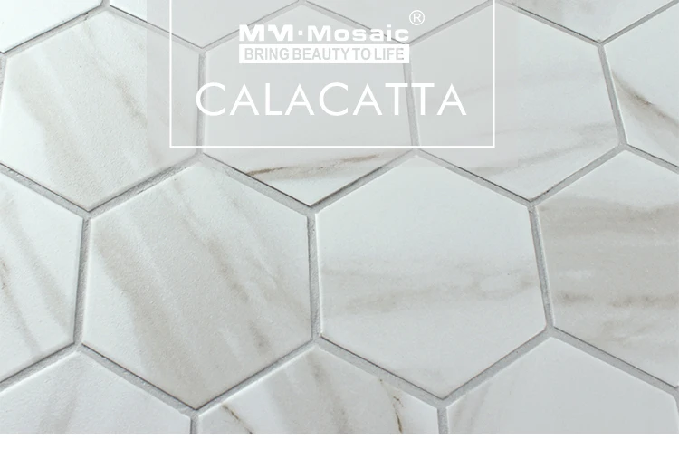 Calacatta Look Matte White Ink Jet Porcelain 4 Inch Hexagon Floor Calacatta Look Matte White Ink Jet Porcelain 4 Inch Hexagon Floor Tile