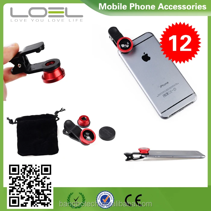 Hot!! 3 in 1 lens with clip for iphone mobile phone table PC lens fisheye+marco+wide general use