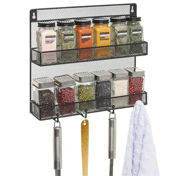Estante De Pared Organizador De Especias De Malla De Alambre De Cocina