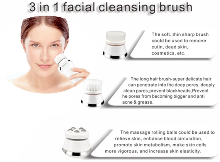Factory wholesale electric rechargeable waterproof deep facial cleansing brush for face wash exfoliating massager skin care