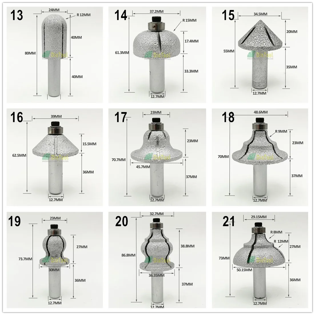 Diatool Vacuum Brazed Diamond Router Bits With 1/2