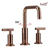 3 holes Dual handle Hot and cold contemporary style brass bathroom faucet basin faucet