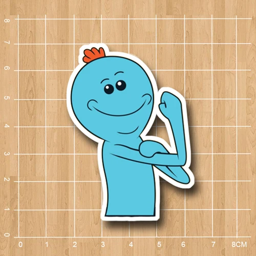Rick and Morty Mr Meeseeks Notebook refrigerator skateboard trolley case backpack Tables book sticker PVC sticker