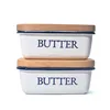 custom logo color iron cast Enamel square better box bowl with wooden sealed lid