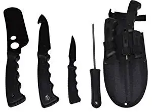 5 Pice Black Big Game Hunting Set Hunting Knife Set Hunting Knife Set With Gut Hook Hunting And Fishing Knife Set Skinning Knife Set Knife Skinning Set