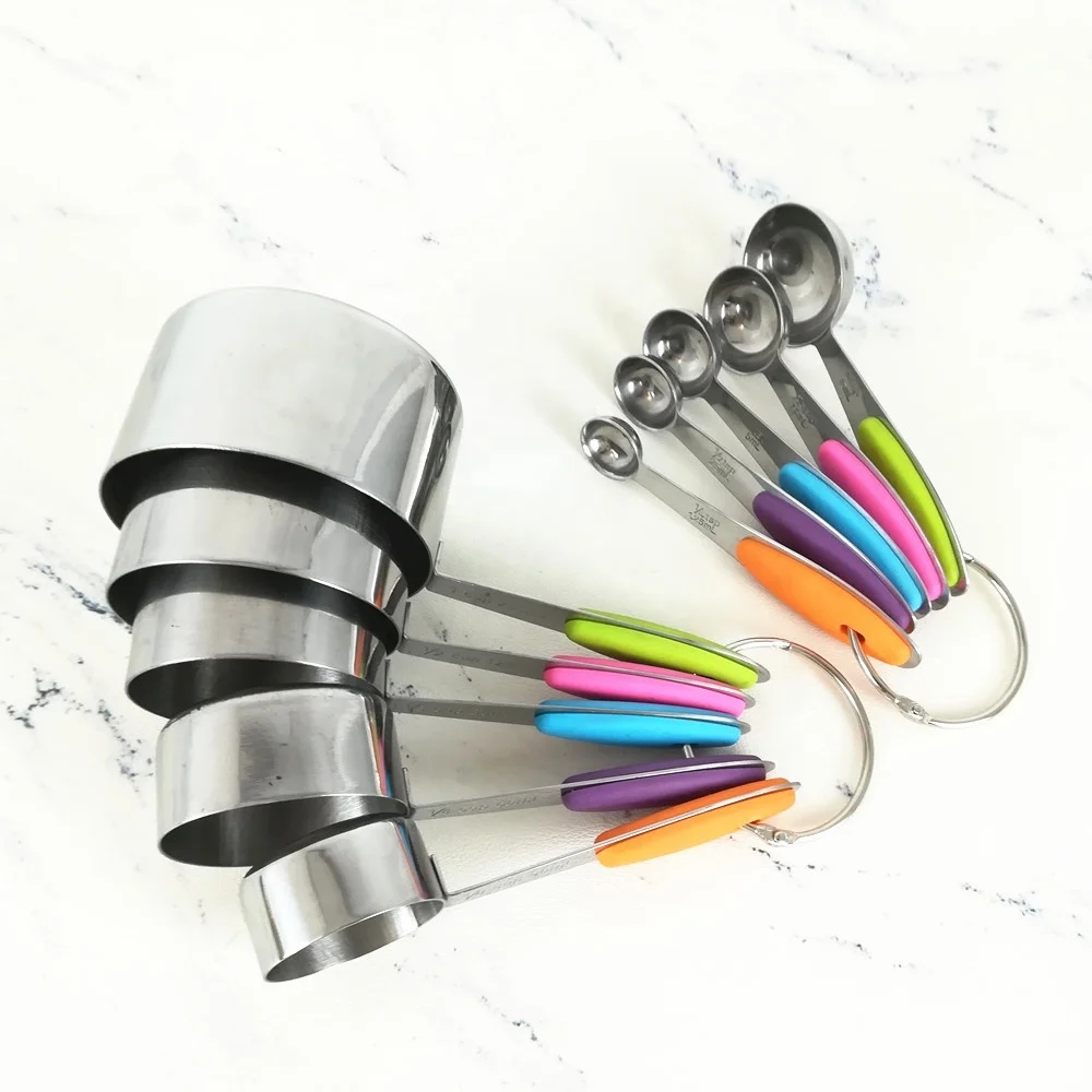 Amazon 2019 10pcs Stainless Steel Measuring Cups and Spoons Set/Baking Measuring Cups