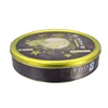 Round cookies tin can with embossing on the lid
