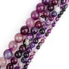 Wholesale Gemstone jewelry round stone strands beads Fashion bracelet Natural Striped purple agate stone loose beads NYS0006