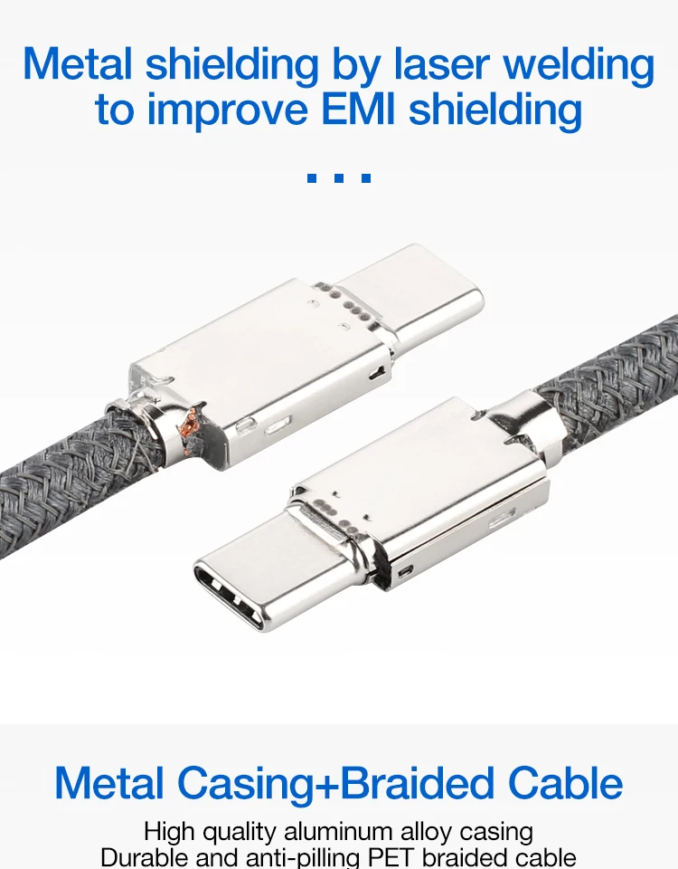 ULT-unite New Arrival USB C 3.1 Type C Cable with Emarker 20Gbps PD 5A super charging fast cable for macbook laptop