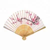 Chinese Folding Hand Fan Japanese Cherry Blossom Design Silk Costume Party