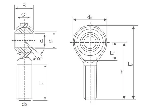 WERB Gcr15 steel M20*1.5 NOS20 spherical ball joint rod ends bearing