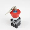 head 40mm emergency switch dia.22mm emergency stop with key 1NO+1NC mushroom head 10A 600V