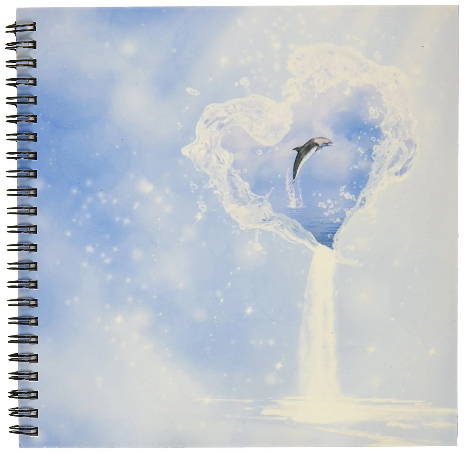 3dRose db_172223_1 Heart Ocean Waterfall Dolphin Blue Fantasy-Drawing Book, 8 by 8-Inch