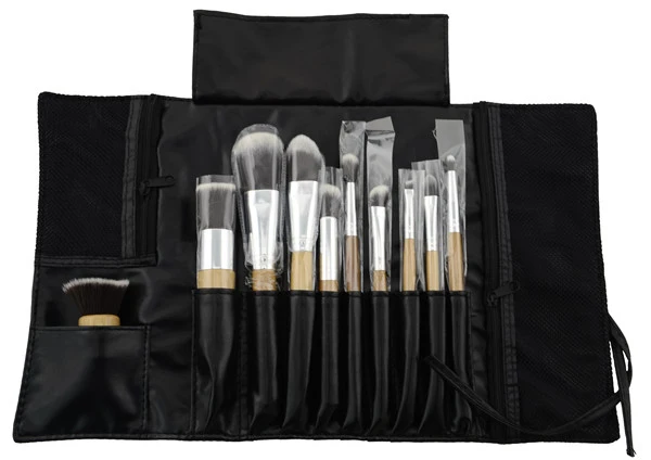Black Pu Makeup Brush Roll Bag Black Pu Makeup Brush Roll Bag