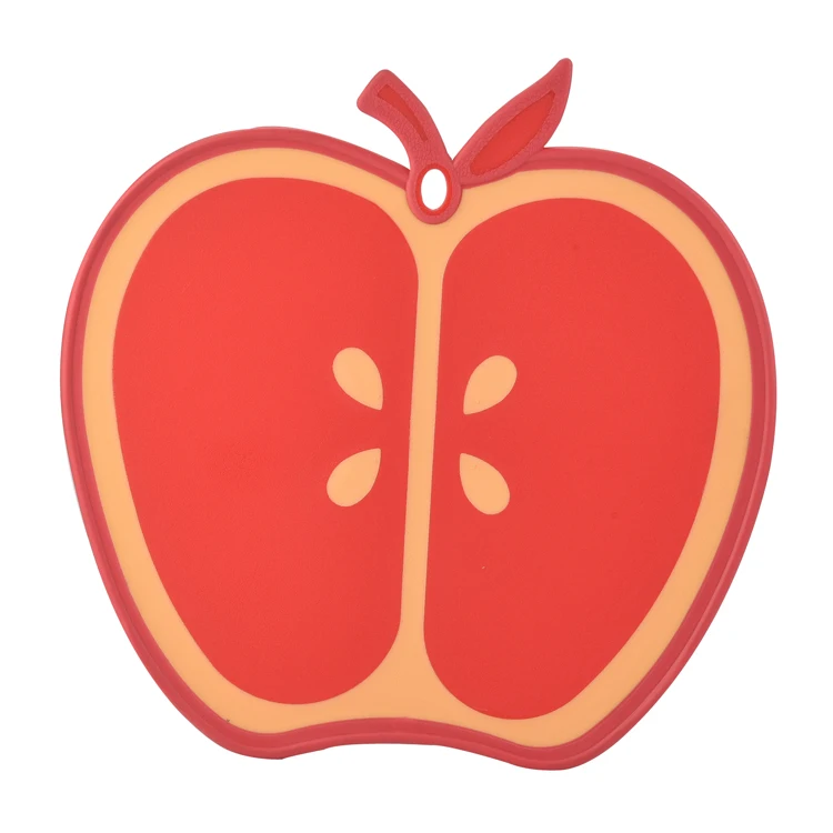 Colorful Plastic Apple Shape Design PE Plastic Kitchen Vegetable Cutting Board