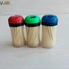 Cheap 150/200/280 pcs Plastic Jar Packing Disposable Two Pointed Bamboo Toothpicks Fruit Picks