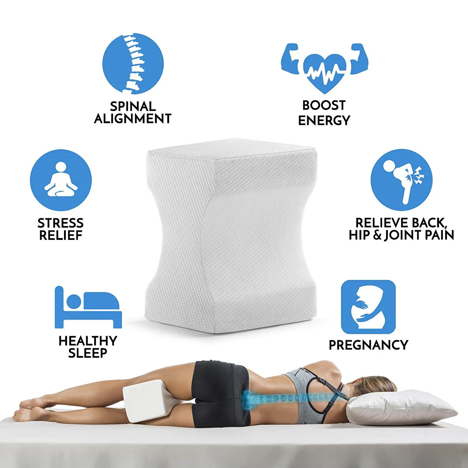 Memory Foam Wedge Pillow for Sciatica Nerve Relief Back Leg Hip Pain Leg Support 