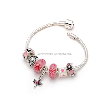 ado fille bracelets en argent,perles de verre de murano et breloques
