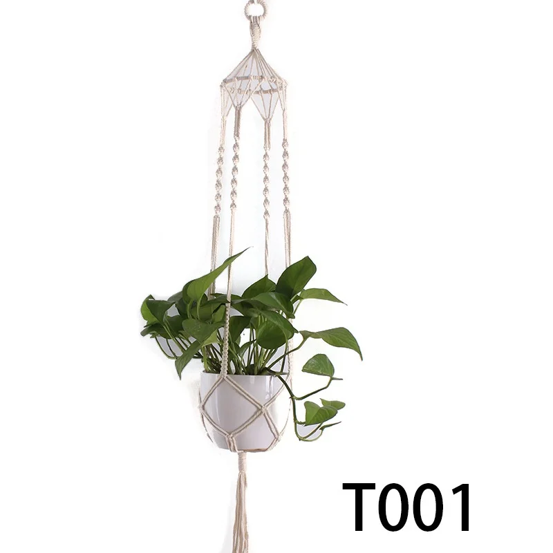 Natural handmadecrochet wall plant Garden macrame Plant hanging net Flower pot ropes Plant hanger handmade Hand Woven cotton