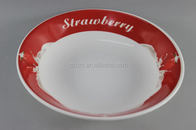 9inch Melamine Suop Plate Plastic Deep Plate Strawberry Print