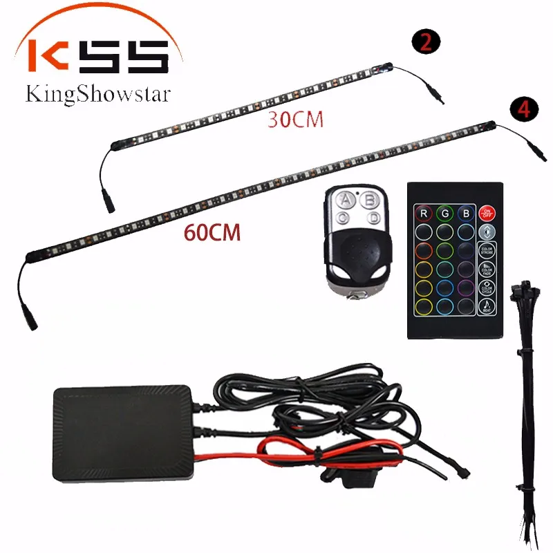 6pcs RGB Color Change Boat Marine Interior LED Strip Flexible Light Kit with Music Controller