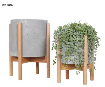 Beech Wood Stand Concrete Planter Pots Beech Wood Stand Concrete Planter Pots
