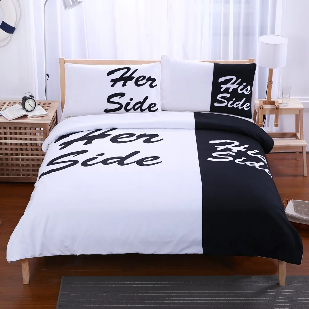 Blue Red Black White Her Side His Side Bedding Sets Us Twin Full