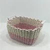 100% handmade cotton rope Storage Basket with gold thread with handle