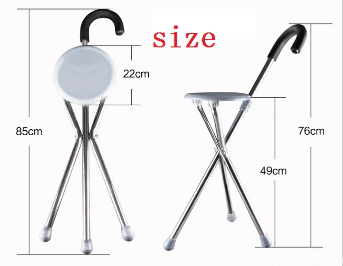 Three-legged Aluminum Folding Seat Cane - Buy Seat Cane,Seat Cane,Seat