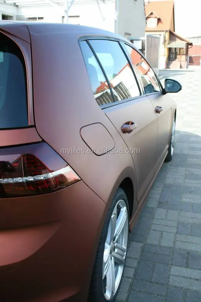 Matte Chrome Wrap Mobil Vinil Film Matte Mutiara Emas Dengan Harga