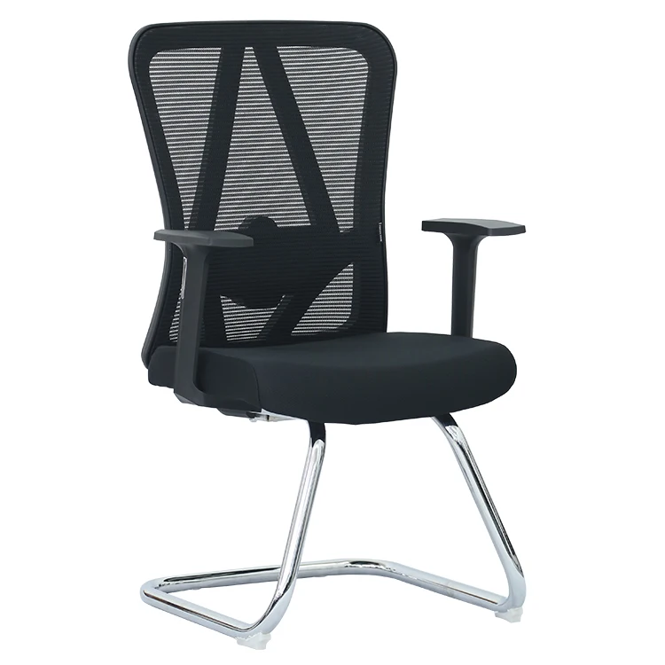 Black High Back Swivel Chair Without Wheels In Office 