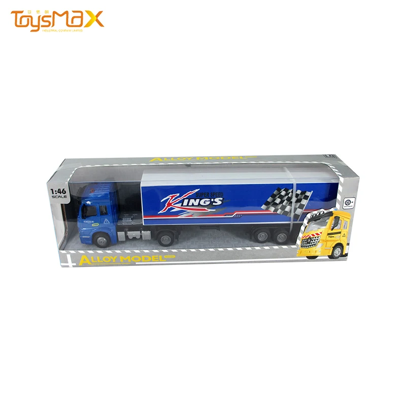 2019 New Europe Style 1:46 Diecast Alloy Toys Truck Trailer Metal Pull back Truck Toy Trailer