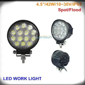 Ip68 Zwarte Ronde Led Verlichting 42w Trekker Werkende 4.5\ Ip68 Zwarte Ronde Led Verlichting 42w Trekker Werkende 4.5\