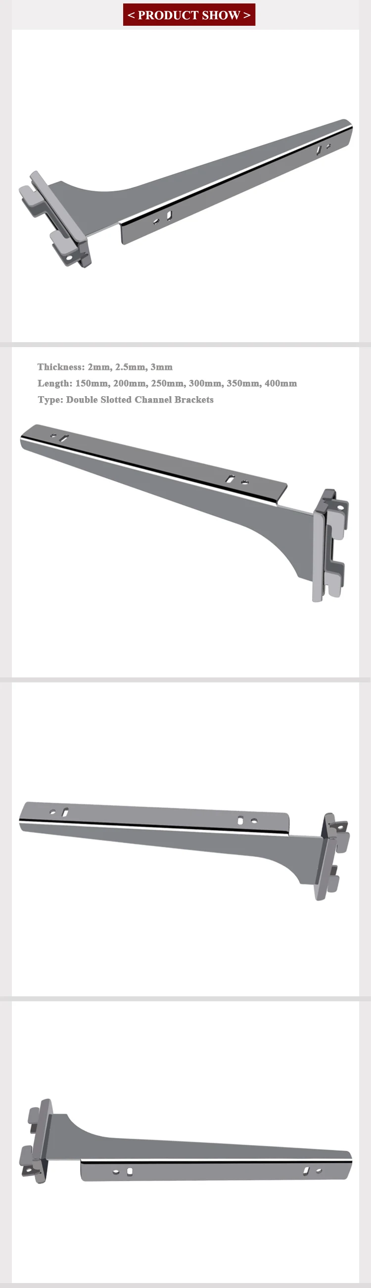 J&h Storefixture Twin Slotted Channel Chrome Metal Glass Shelf Support