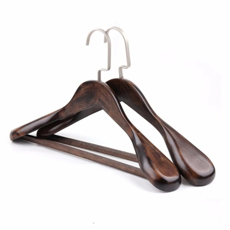 Luxury Heavy Duty Sturdy Dark Brown Wooden Coat Clothes Hanger For