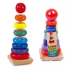 Wooden Toy Rainbow Tower Ring Kid Baby Stacking Up Nest Learning Education Stapelring Blocks Wood Toddler Kids Baby Gift New