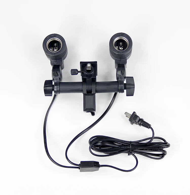 Studio Twin/ Double E27 Ac Swivel Socket Umbrella Bracket Flash Lamp