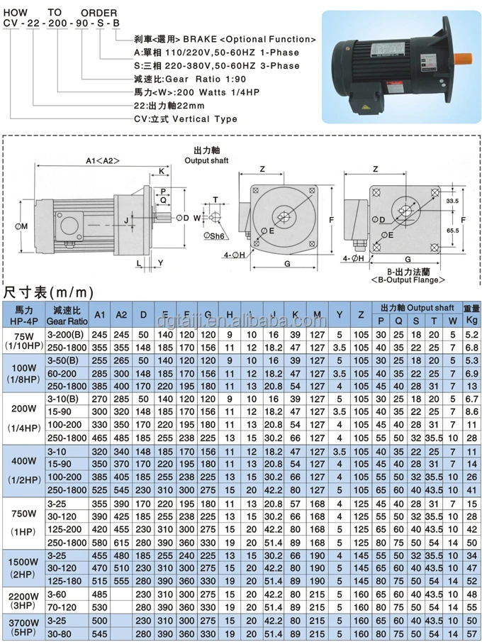 TJ-CV-gear motor