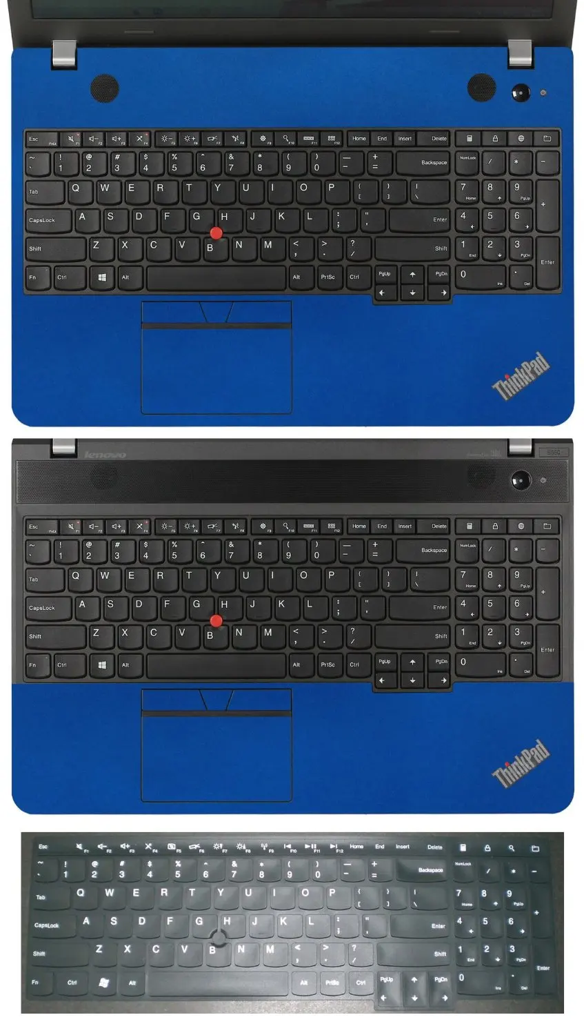 3in1 Full + Half Wrist Palmrest Touchpad Trackpad Sticker Skin + Keyboard Cover Protector for 15.6" Lenovo Thinkpad E550 (shimmery deep blue palmrest sticker+half palmrest sticker+black keyboard skin)