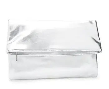 Metallic Fold Over Silver Las Evening Clutch Purse Bag Metal Product On