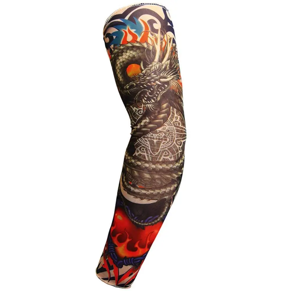 New Cycling Tattoo Arm Warmers Bicycle UV Protect Elastic Sleeve Cover Random